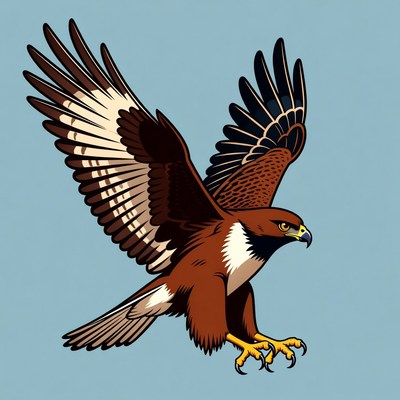 Red-tailed Hawk Flying Illustration
