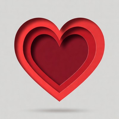 Layered Red Paper Heart Illustration