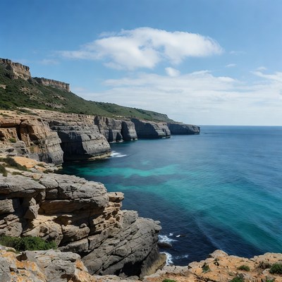 Cliff Coastline with Turquoise Sea