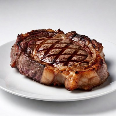Grilled Ribeye Steak on Plate