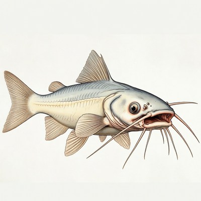 Gray Catfish with Long Whiskers
