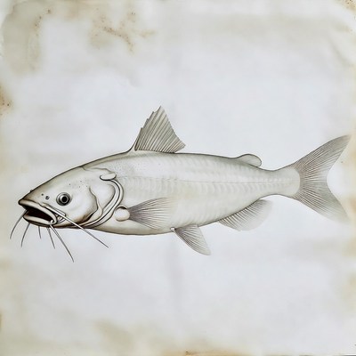 Channel Catfish Illustration on Parchment