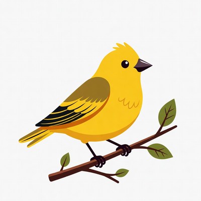 Yellow Finch Bird on Branch