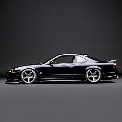 Black Nissan 240SX Side View