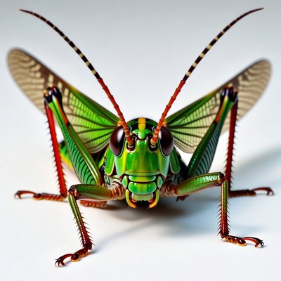 Vibrant green grasshopper close-up
