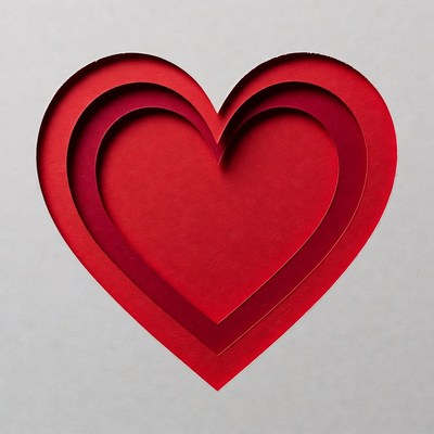 Layered Red Paper Heart Cutout