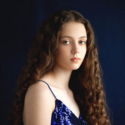 Young woman in sequin dress