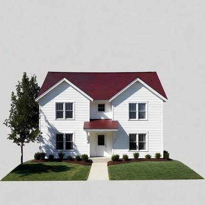 White house with red roof