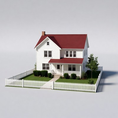 White house with red roof