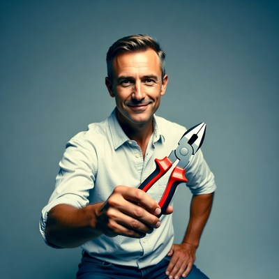 Man holding red pliers
