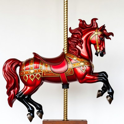 Red Carousel Horse on Pole