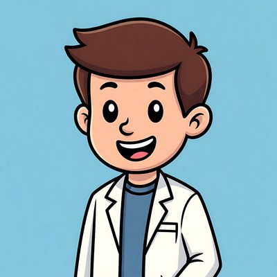 Cartoon boy doctor smiling