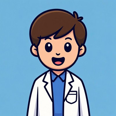 Cartoon boy doctor smiling