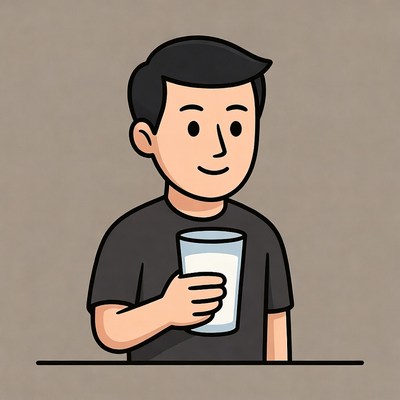 Man drinking milk illustration