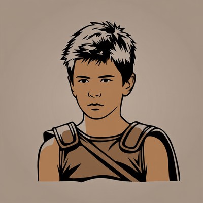 Young boy in ancient armor