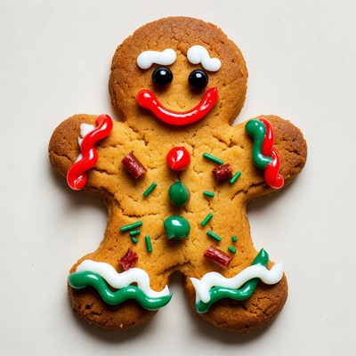 Smiling Gingerbread Man Cookie