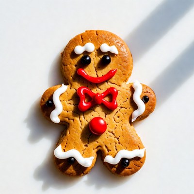 Smiling gingerbread man cookie