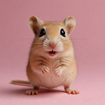 Cute gerbil on pink background