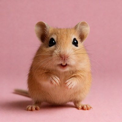 Cute gerbil on pink background