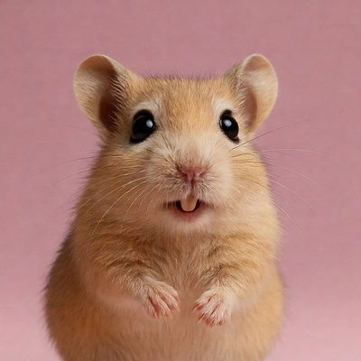 Cute hamster smiling on pink background