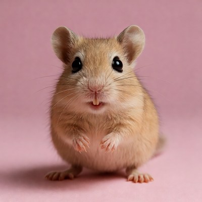 Cute gerbil on pink background