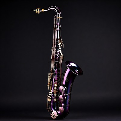 Purple Tenor Saxophone on Black Background