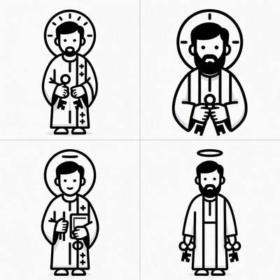 Four Saints Line Art Icons