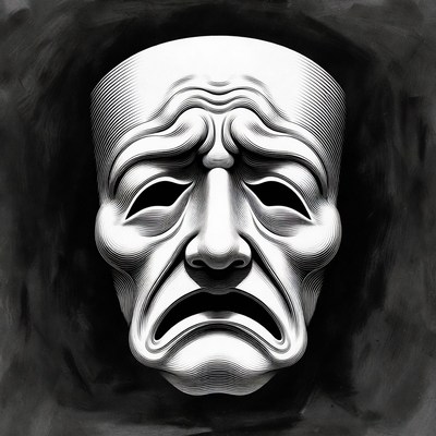 Sad theater tragedy mask