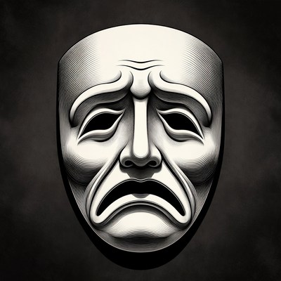 Sad Theater Mask Illustration