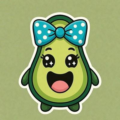 Cute Avocado with Blue Bow