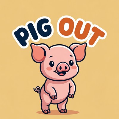 Cute Pig Pig Out Illustration