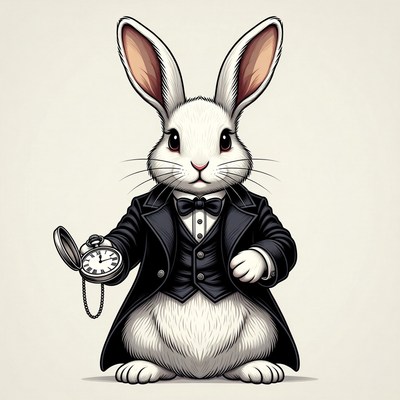 White Rabbit holding pocket watch