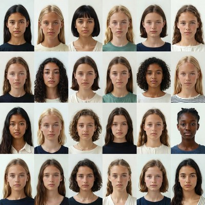Grid of Diverse Young Women Portraits
