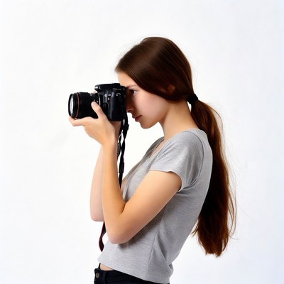 Girl photographing with camera