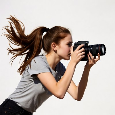 Woman photographing with camera