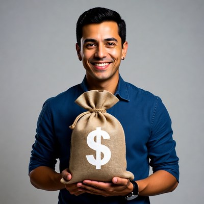 Man holding money bag
