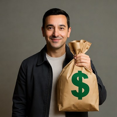 Man holding money bag