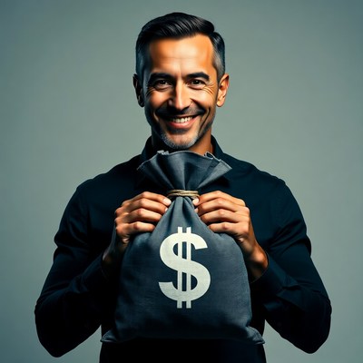 Man holding money bag
