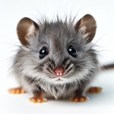 Cute fluffy gray mouse