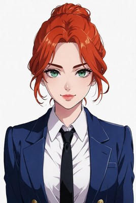 Anime girl in navy suit