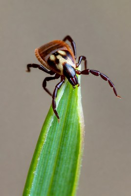 Tick on green leaf