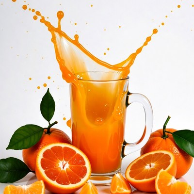 Orange Juice Splashing in Glass