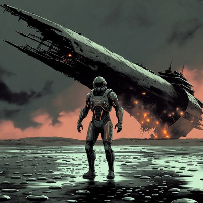 Master Chief before crashed spaceship