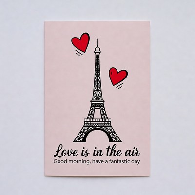 Eiffel Tower with Hearts Greeting Card