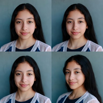 Smiling Latina girl four portraits