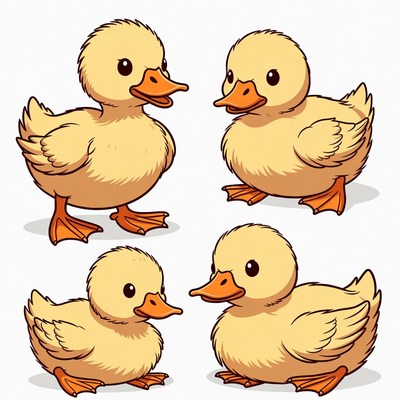 Cute yellow ducklings clipart