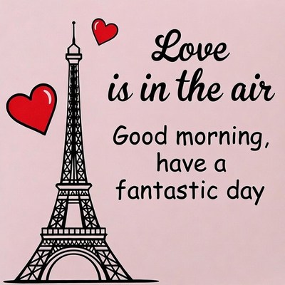 Eiffel Tower Love Good Morning Illustration