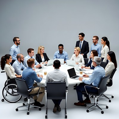 Diverse team in business meeting
