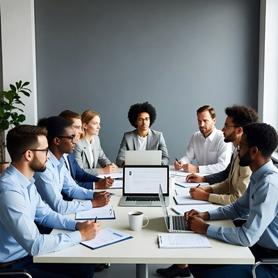 Diverse team in business meeting