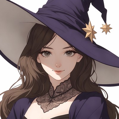 Anime girl in purple witch hat